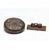 Two Antique Bronze Scroll Weights