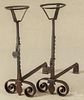 Pair of wrought iron andirons, 20th c.