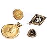 Thai gold coin pendant together with masonic brooches