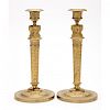 Pair of French Greek Revival Brass Candlesticks