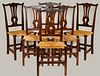 (SET OF 6) MAHOGANY COUNTRY CHIPPENDALE SIDE CHAIRS