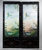 PR OF FAUX PAINTED CHINESE PANELS IN LACQUER FRAMES