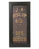 LATE 19TH C. EXTERIOR TRADE SIGN FOR DRY GOODS STORE