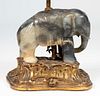 19TH C. CHINESE GREY JADE ELEPHANT AS LAMP BASE