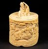 19TH C. CHINESE OVAL IVORY COVERED BOX