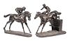 PR SILVER COATED HORSE RACING SCULPTURES BY CAMELOT SILVERWARE LTD.