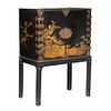 18TH C. JAPANESE LACQUERED CABINET ON ORIGINAL STAND