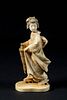 19TH C. JAPANESE IVORY CABINET FIGURE OF GEISHA WITH PARASOL, SIGNED