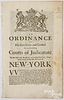 An Ordinance of His Excellency... NY, 1699