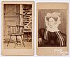 Two CDV photographs, Windsor chair, folk art