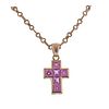 18K Gold Pink Sapphire Cross Pendant Necklace