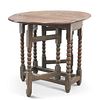 A SMALL 18TH CENTURY OAK GATELEG TABLE, the oval dropleaf t