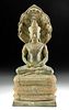 Early 20th C. Thai Brass Naga & Buddha, ex-Museum