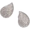 PAR DE ARETES CON DIAMANTES EN ORO BLANCO DE 14K con diamantes corte brillante y corte 8x8 ~0.90 ct. Peso: 7.2 g. | PAIR OF EARRINGS WITH DIAMONDS IN 