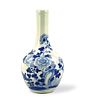 Chinese Blue & White Floral Vase, 18-19th C.