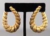 Vintage 18K Yellow Gold Torque Clip Hoop Earrings