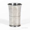 Timothy Boardman & Co. Pewter Beaker, New York, New York, early 19th century, flared lip, stepped base, tapered body with medial line d
