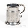 Pewter Pint Mug, attributed to William Kirby, New York, New York, late 18th century, tapering cylindrical body with high band, molded b