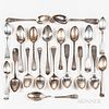 Twenty Silver Tablespoons, America, 18th/19th century, makers include "PL," "JH," A.R. Feder, C. Rumsey, "R*M," B. Cleveland, H. Robins