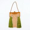 1920s Green Knitted Beaded Handbag