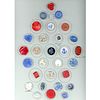 3 CARDS OF ASSORTED DIVISION THREE GLASS BUTTONS
