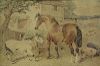 HERRING JR, John. Watercolor on Paper. Horses and