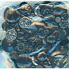 A HEAVY BAG LOT OF ASSORTED BLACK GLASS BUTTONS