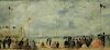 French Impressionist Oil on Wood Panel Beach