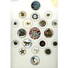 A CARD OF ASSORTED PEARL WITH METAL ESCUTCHEON BUTTONS