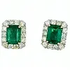 Sophisticated Emerald & Diamond Stud Earrings