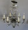 Decorative Iron and Crystal Chandelier.