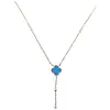 Bright Turquoise & Diamond Station Necklace