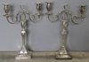 SILVER. Pair of Ornately Decorated Candelabra.