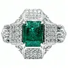 Unique & Impressive Emerald & Diamond Cocktail Ring - Platinum