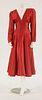 A Bruce Oldfield red satin long sleeve evening dress