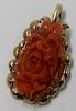JEWELRY. 14kt Gold and Carved Coral Pendant.