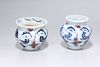 Two Chinese Blue, Red, & White Glazed Porcelain Jarlets