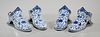 Two Pairs Chinese Blue & White Porcelain Shoes