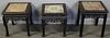 3 Chinese Carved Hardwood Low Tables with Marble &