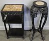 2 Chinese Carved Hardwood Pedestal, Tables With