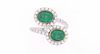 Freeform Emerald & Diamond 18k White Gold Ring