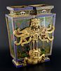 Chinese cloisonne marriage lantern in the form of two square section glass sided vases decorated wit