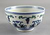 Chinese small porcelain bowl with floral decoration, six character mark to base, 9cm diameter