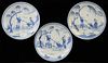 Three Sotheby's 'Ca Mau - Binh Thuan' sale blue and white dishes, 11.3cm diameter and a famille rose
