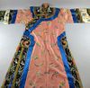 Chinese summer robe, pink gauze with polychrome embroidery of floral sprigs and butterflies, double
