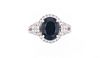 Blue Sapphire Diamond & 14k White Gold Ring