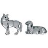 (2 Pc) Swarovski Crystal Wolf & Sheep Figurines