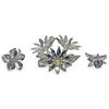(3 Pc) Swarovski Crystal Flower Figurines