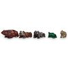 (5 Pc) Miniature Frogs & Elephant Carved Stone Figurines