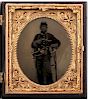 Civil War Sixth Plate Tintype of an Armed Union Musician 